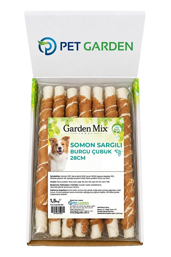 Garden Mix Somon Sargılı Burgu Çubuk Köpek Ödül Maması 28cm 1.5kg - 1