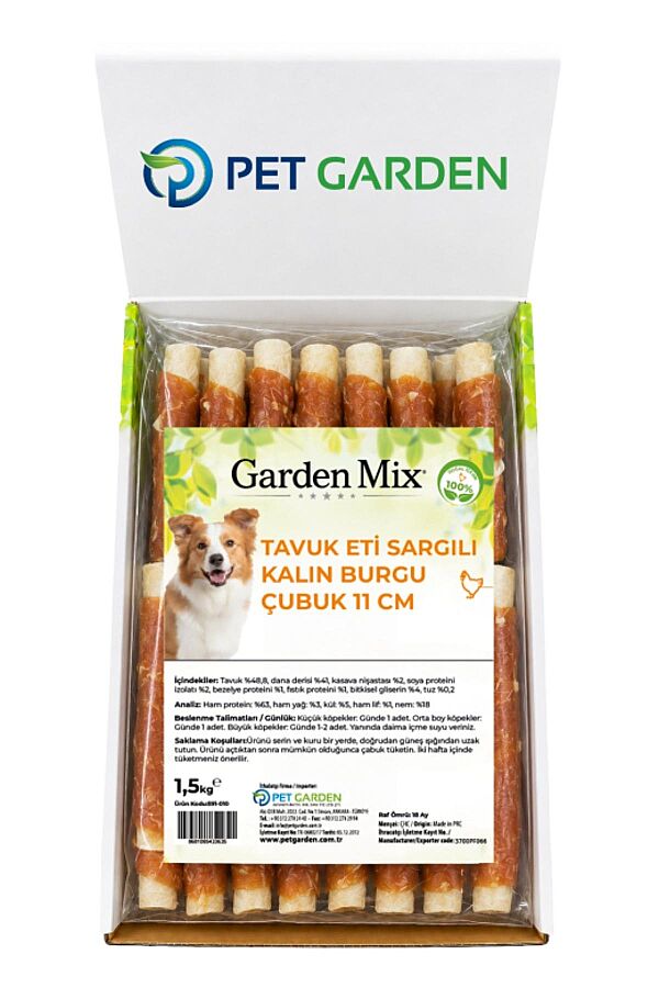 Garden Mix Tavuk Sargılı Kalın Burgu Çubuk Köpek Ödül Maması 11cm 1.5kg - 1