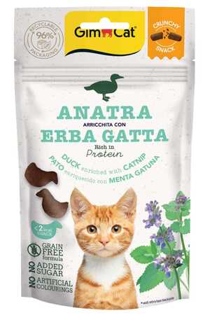 GIMCAT - Gimcat Crunchy Snacks Ördekli ve Kedi Naneli Tahılsız Kedi Ödülü 50gr