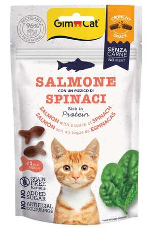 GIMCAT - Gimcat Crunchy Snacks Somonlu ve Ispanaklı Tahılsız Kedi Ödülü 50gr