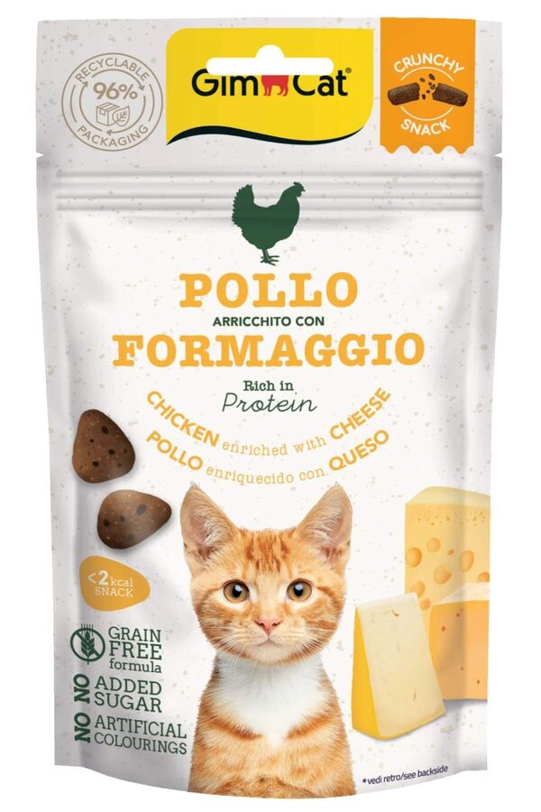 Gimcat Crunchy Snacks Tavuklu ve Peynirli Tahılsız Kedi Ödülü 50gr