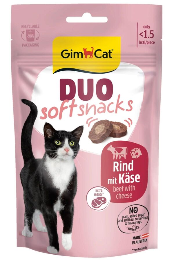 GimCat Duo Soft Snacks Biftek ve Peynirli Kedi Ödülü 50gr