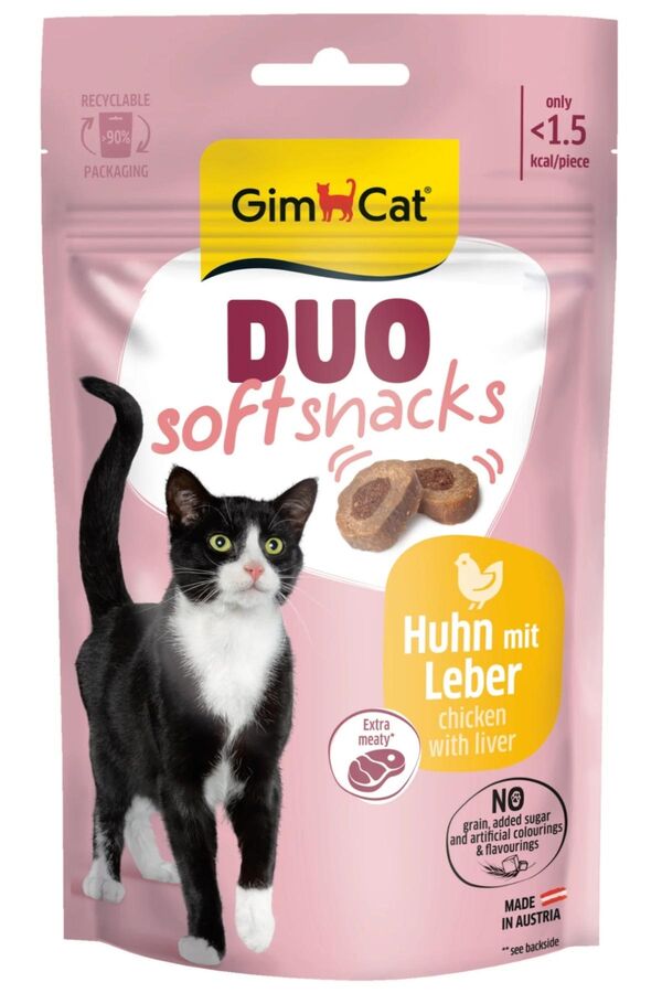 GimCat Duo Soft Snacks Tavuklu ve Ciğerli Kedi Ödülü 50gr
