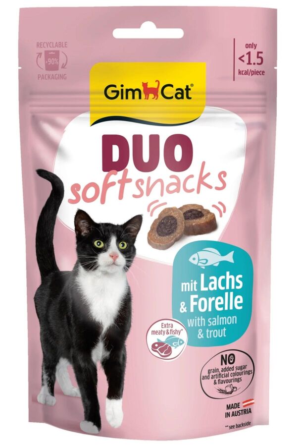 GimCat Duo Soft Snacks Somon ve Alabalıklı Kedi Ödülü 50 Gr