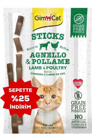 GimCat Kuzu Etli ve Tavuklu Tahılsız Kedi Ödül Çubukları 4lü 20gr