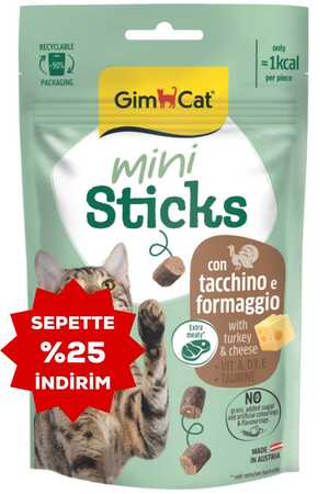 GIMCAT - Gimcat Mini Sticks Hindili&Peynirli Ödül Çubukları 50gr