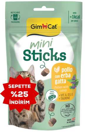GIMCAT - Gimcat Mini Sticks Kedi Otlu&Tavuklu Ödül Çubukları 50gr