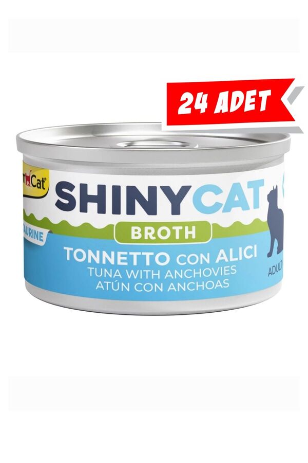 Gimcat Shinycat Broth Ançüezli ve Ton Balıklı Kedi Konservesi 70gr 24lü