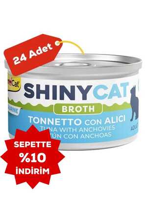 GIMCAT - Gimcat Shinycat Broth Ançüezli ve Ton Balıklı Kedi Konservesi 70gr 24lü