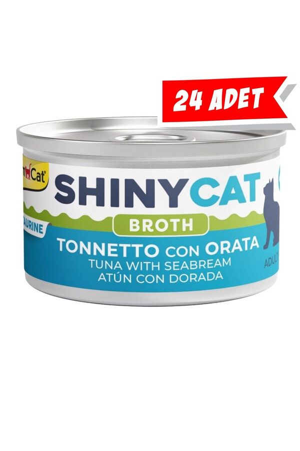 Gimcat Shinycat Broth Çipuralı Ton Balıklı Kedi Konservesi 70gr 24lü