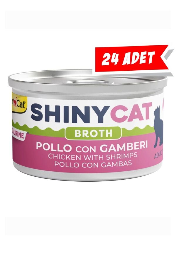 Gimcat Shinycat Broth Karidesli Tavuklu Kedi Konservesi 70gr 24lü