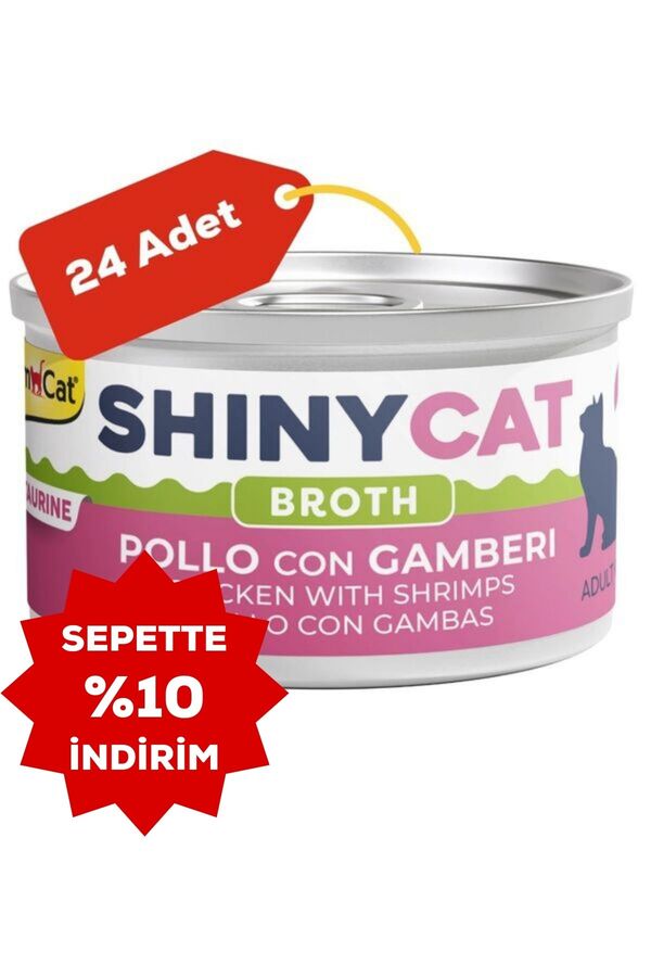 Gimcat Shinycat Broth Karidesli Tavuklu Kedi Konservesi 70gr 24lü