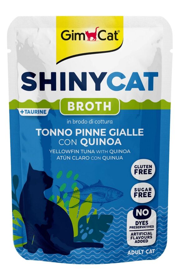Gimcat Shinycat Pouch Sarı Yüzgeçli Ton Balıklı ve Kinoalı Yetişkin Kedi Konservesi 70 gr