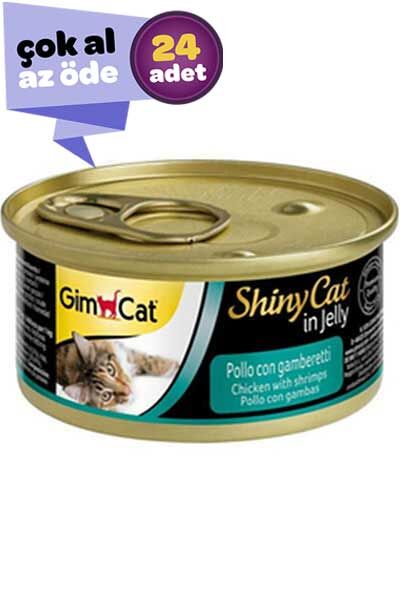 GimCat ShinyCat Tavuk ve Karidesli Kedi Konservesi 24x70gr (24lü)