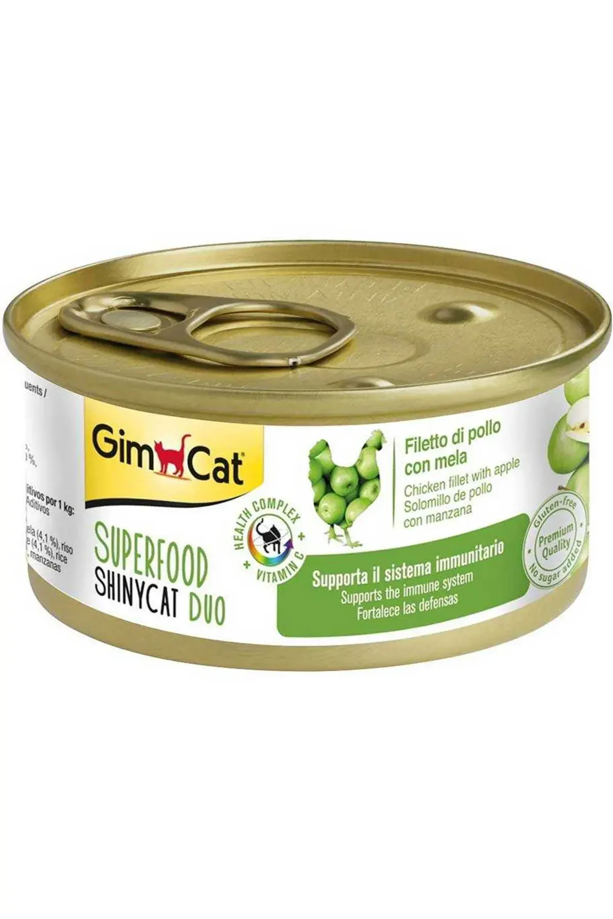 GIMCAT - Gimcat Shinycat Fileto Tavuk ve Elmalı Kedi Konservesi 70gr