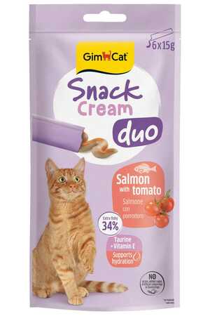 GIMCAT - Gimcat Snack Cream Duo Somonlu ve Domatesli Krema Kedi Ödülü 6x15gr