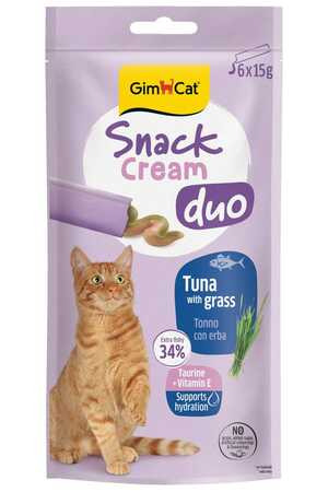 GIMCAT - Gimcat Snack Cream Duo Ton Balıklı ve Kedi Otlu Krema Kedi Ödülü 6x15gr