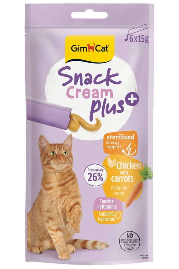 Gimcat Snack Cream Sterilised Tavuklu ve Havuçlu Krema Kısırlaştırılmış Kedi Ödülü 6x15gr