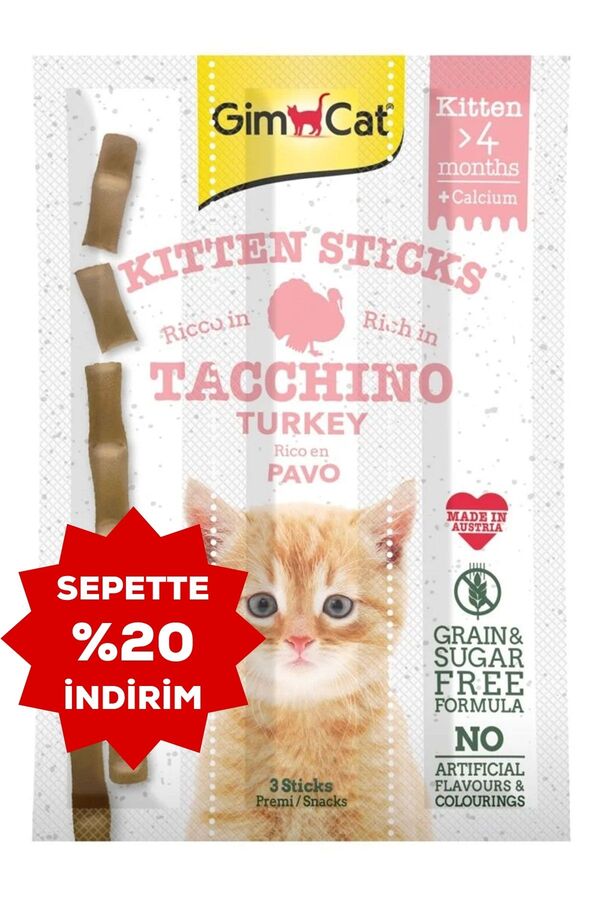 GimCat Sticks Kitten Hindili Yavru Kedi Ödül Çubukları 3x3gr