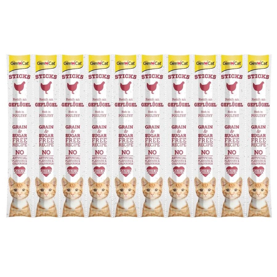GimCat Sticks Kümes Hayvanlı Kedi Ödül Çubuğu 10x5gr
