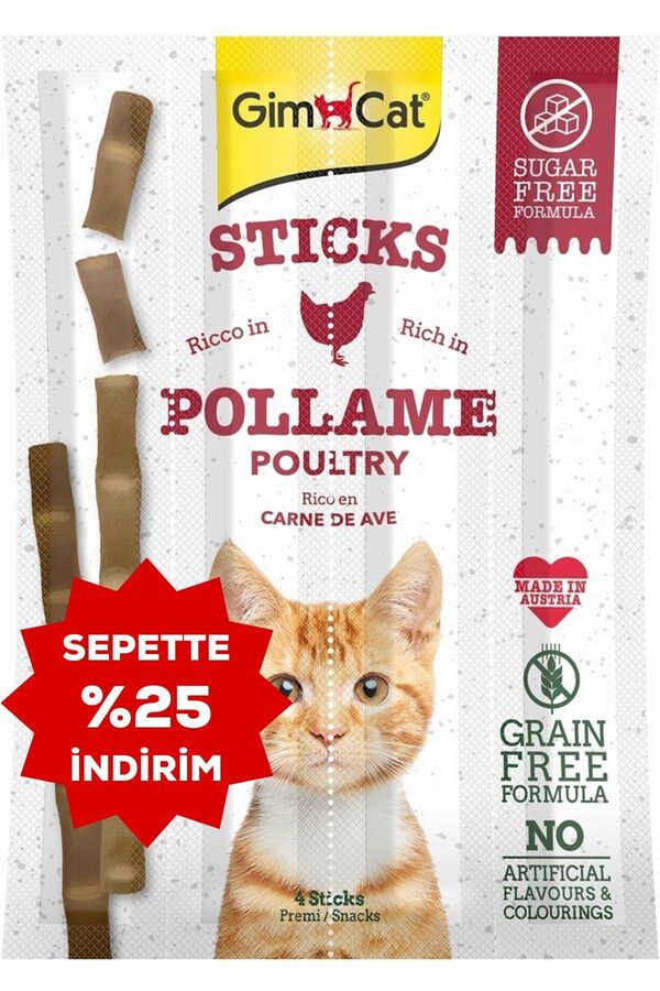 GimCat Sticks Tavuklu Ve Ciğerli Kedi Ödül Çubukları 4lü 20gr