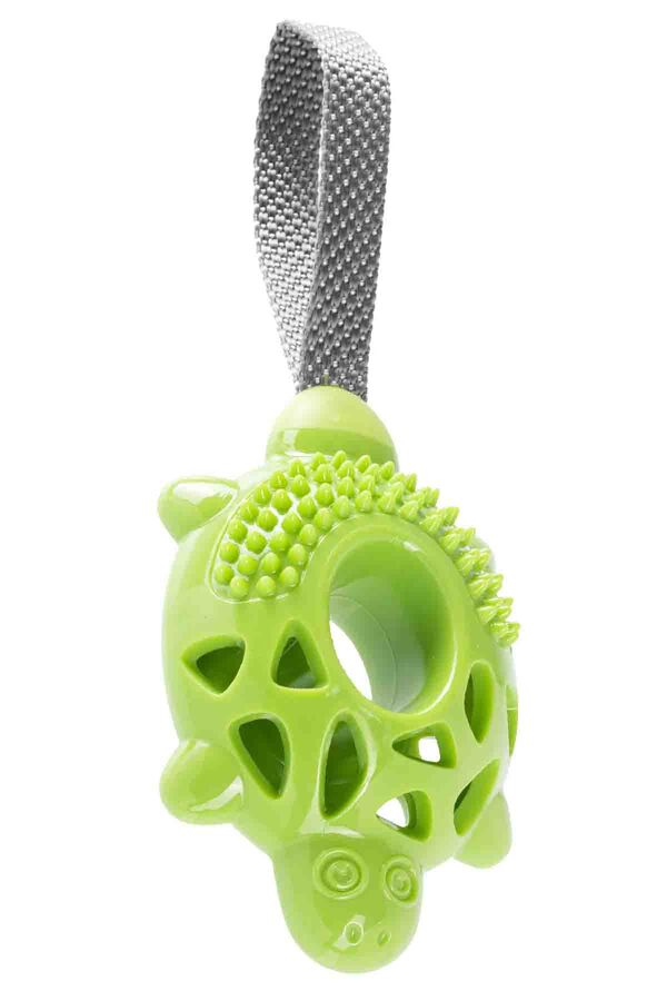 Gimdog Kaplumbağa Şeklinde Çekiştirmeli Köpek Ödül Oyuncağı Yeşil