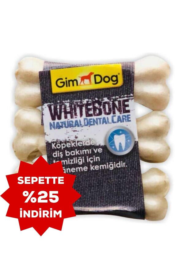 GimDog Mordimi Press Köpek Ödül Kemiği (3lü) 9cm Beyaz