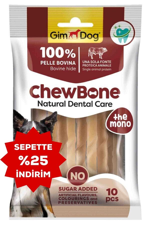 GimDog Rawhide Sticks Burgu Naturel Köpek Çiğneme Kemiği 5’’ 9-10 mm 80gr 