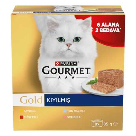 GOURMET - Gourmet Gold Kıyılmış Karışık Etli Kedi Konservesi 85gr 8 Adet
