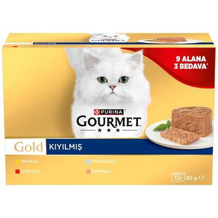 GOURMET - Gourmet Gold Kıyılmış Karışık Etli Kedi Konservesi 85 gr 12 Adet
