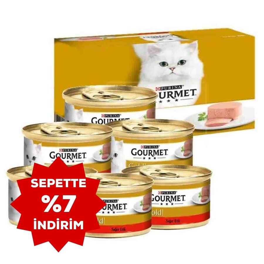 Gourmet Gold Kıyılmış Sığır Etli Yetişkin Kedi Konservesi 6x85gr