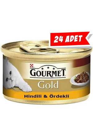 GOURMET - Gourmet Gold Parça Etli Hindili Ördekli Yetişkin Kedi Konservesi 24x85gr 24lü