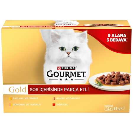 GOURMET - Gourmet Gold Parça Etli Karışık Kedi Konservesi 85gr 12 Adet