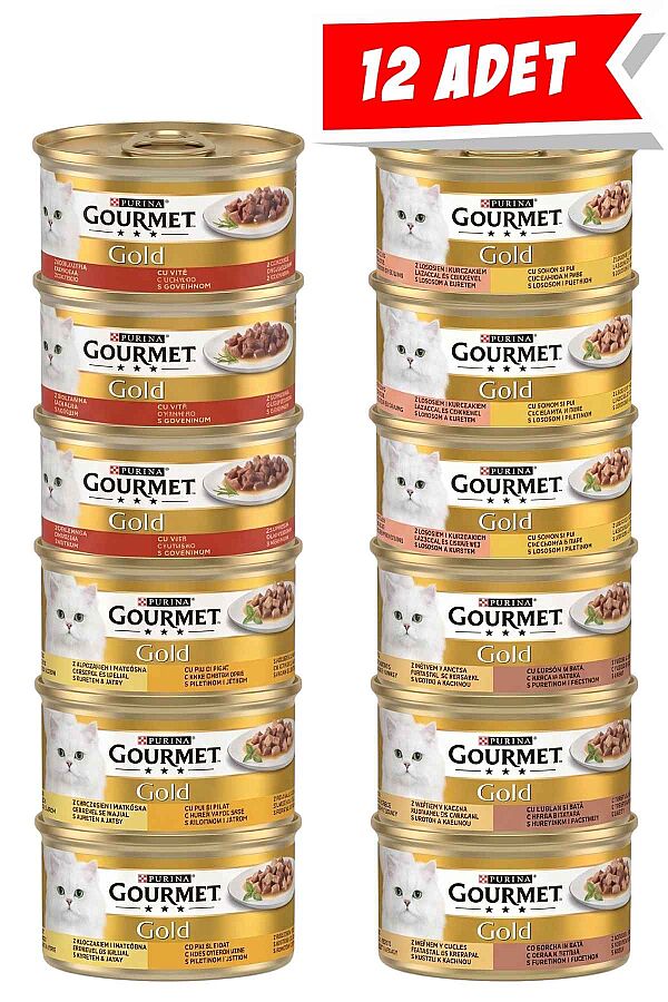 Gourmet Gold Parça Etli Karışık Çeşitli Kedi Konservesi 85gr (12 Adet) - 1