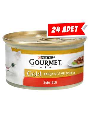 GOURMET - Gourmet Gold Parça Sığır Etli Soslu Yetişkin Kedi Konservesi 24x85gr 24lü GOURMET - Gourmet Gold Parça Sığır Etli Soslu Yetişkin Kedi Konservesi 24x85gr 24lü