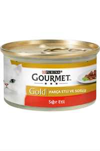 Gourmet Gold Parça Sığır Etli Soslu Yetişkin Kedi Konservesi 85gr