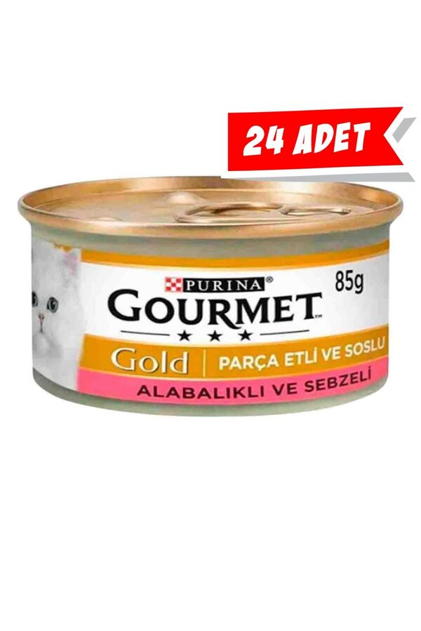 Gourmet Gold Sebze ve Alabalık Parça Et Soslu Yetişkin Kedi Konservesi 24x85gr 24lü