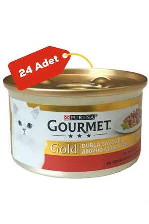GOURMET - Gourmet Gold Sığır Etli ve Tavuklu Yetişkin Kedi Konservesi 85gr (24 Adet)