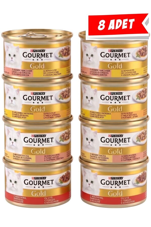 Gourmet Gold Parça Etli Karışık Çeşitli Kedi Konservesi 85gr (8 Adet)