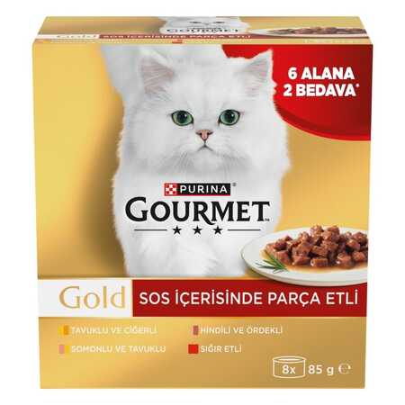 Gourmet Gold Parça Etli Karışık Çeşitli Kedi Konservesi 85gr (8 Adet) - Thumbnail (1)
