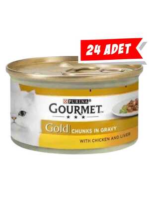 GOURMET - Gourmet Gold Tavuk ve Ciğer Parça Et Soslu Yetişkin Kedi Konservesi 24x85gr 24lü GOURMET - Gourmet Gold Tavuk ve Ciğer Parça Et Soslu Yetişkin Kedi Konservesi 24x85gr 24lü
