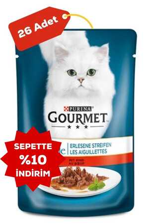 GOURMET - Gourmet Perle Izgara Sığır Etli Yetişkin Kedi Konservesi 26x85gr 26lı