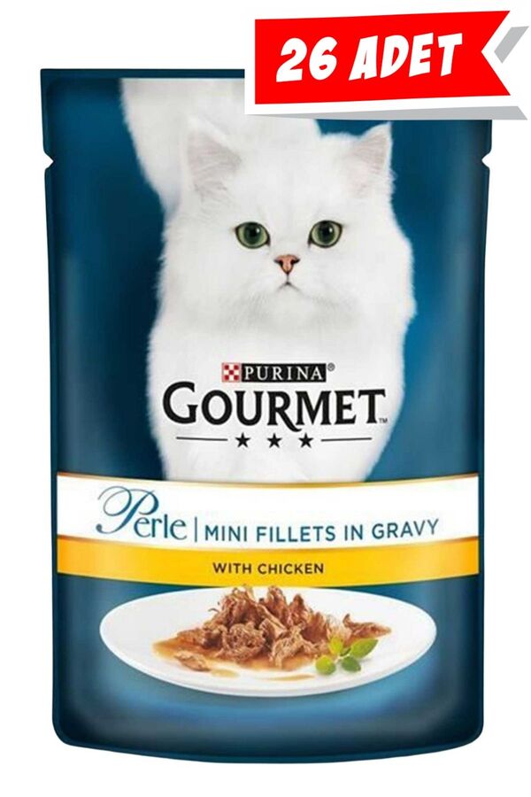 Gourmet Perle Parça Etli Izgara Tavuklu Yetişkin Kedi Konservesi 26x85gr 26lı