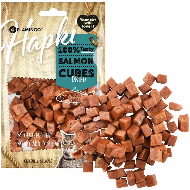 Flamingo Hapki Somonlu Küp Şeklinde Kedi Ödül Maması 85gr Flamingo Hapki Somonlu Küp Şeklinde Kedi Ödül Maması 85gr