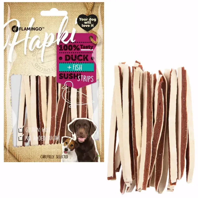 FLAMINGO - Flamingo Hapki Ördek ve Balıklı Sushi Şerit Köpek Ödül Maması 85gr FLAMINGO - Flamingo Hapki Ördek ve Balıklı Sushi Şerit Köpek Ödül Maması 85gr