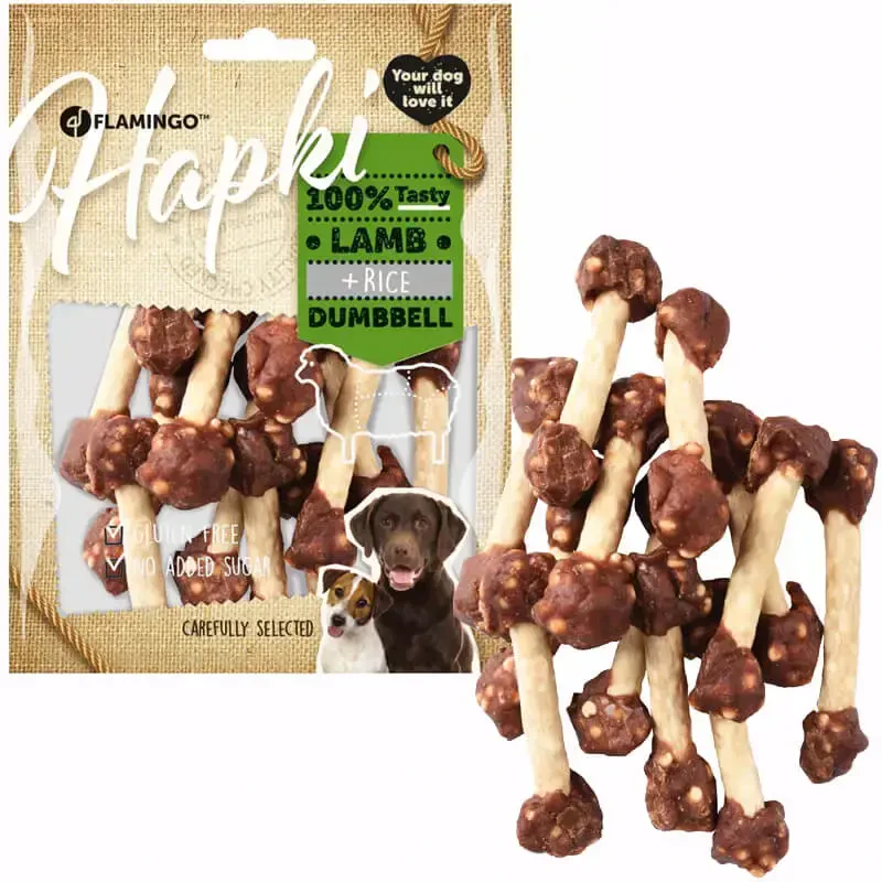 FLAMINGO - Hapki Kuzu Eti ve Pirinçli Dambıl Şeklinde Köpek Ödül Maması 150gr FLAMINGO - Hapki Kuzu Eti ve Pirinçli Dambıl Şeklinde Köpek Ödül Maması 150gr