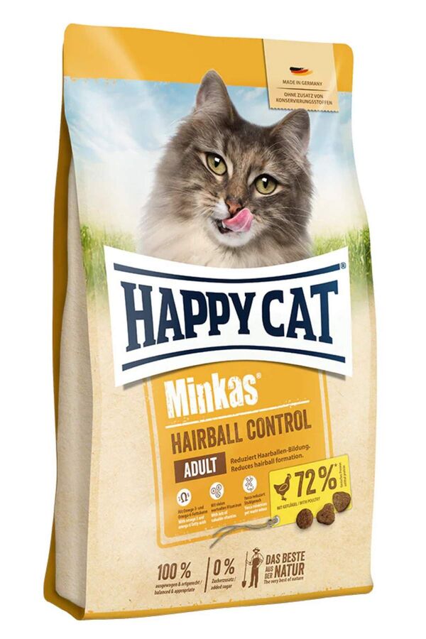 Happy Cat Minkas Hairball Control Tüy Yumağı Önleyici Tavuklu Yetişkin Kedi Maması 1.5kg - 1