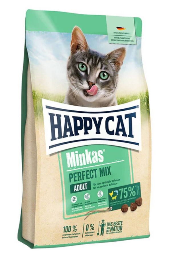 Happy Cat Minkas Perfect Mix Tavuklu Balıklı ve Kuzu Etli Yetişkin Kedi Maması 1,5kg - 1