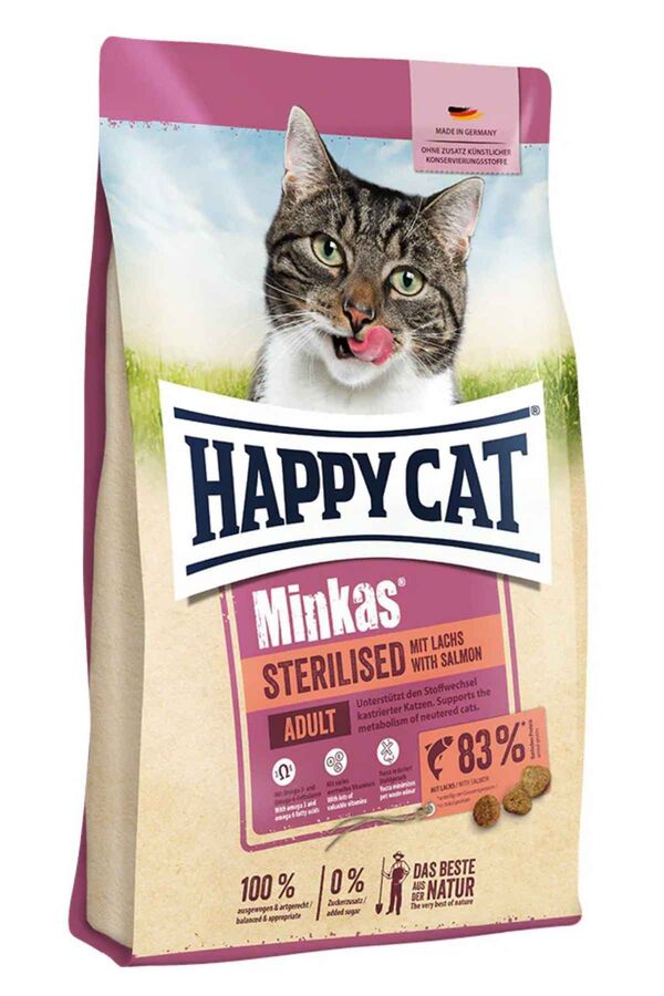 Happy Cat Minkas Somonlu Kısırlaştırılmış Yetişkin Kedi Maması 10kg - 1