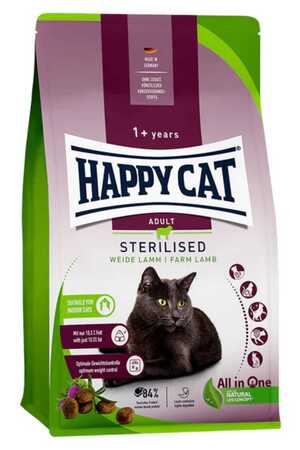 Happy Cat Weide Lamm Kuzu Etli Kısırlaştırılmış Kedi Maması 10kg